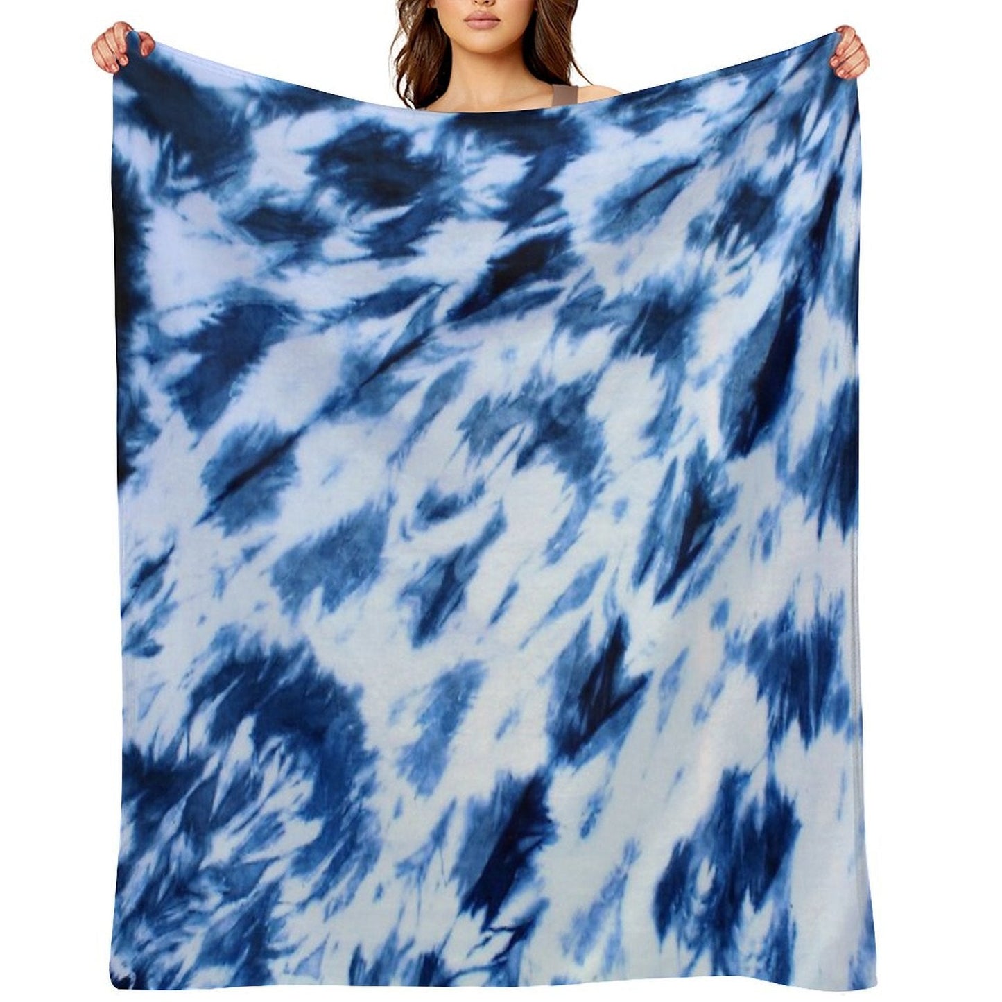 Shibori Indigo, Marbled, Tiedye Throw Blanket