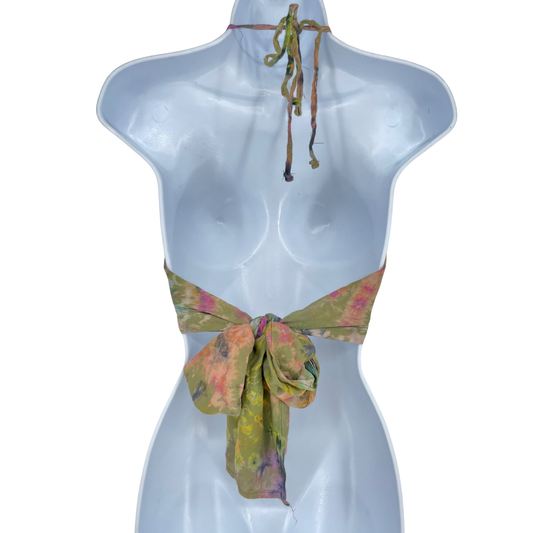 Peach/Olive Tiedye Halter Top