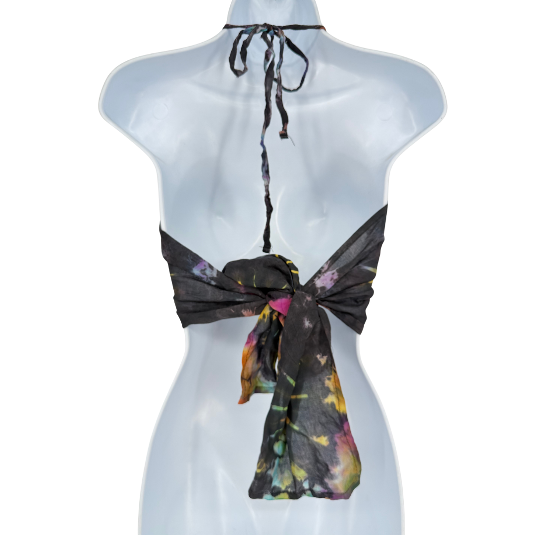 Black Rainbow Tiedye Halter Top