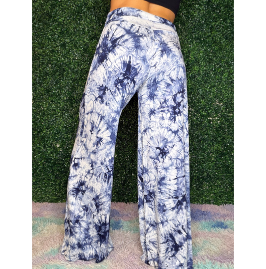 White Navy Tiedye Palazzo