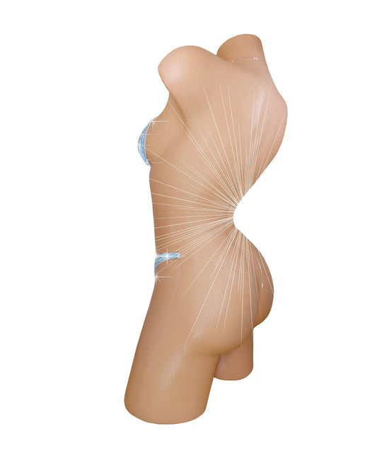 Bridal White Rhinestone transparent and adjustable clear strap string bikini