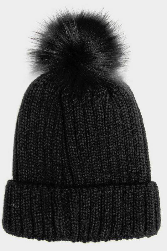 Cable Knit Pom Pom Beanie Hat