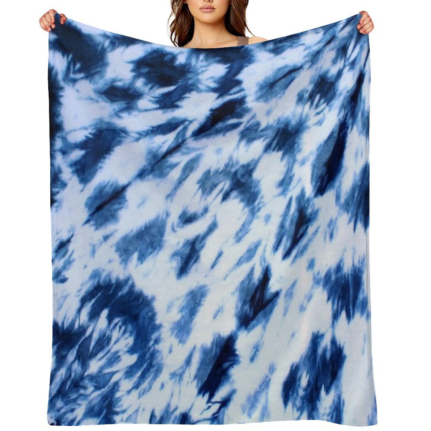 Shibori Indigo, Marbled, Tiedye Throw Blanket