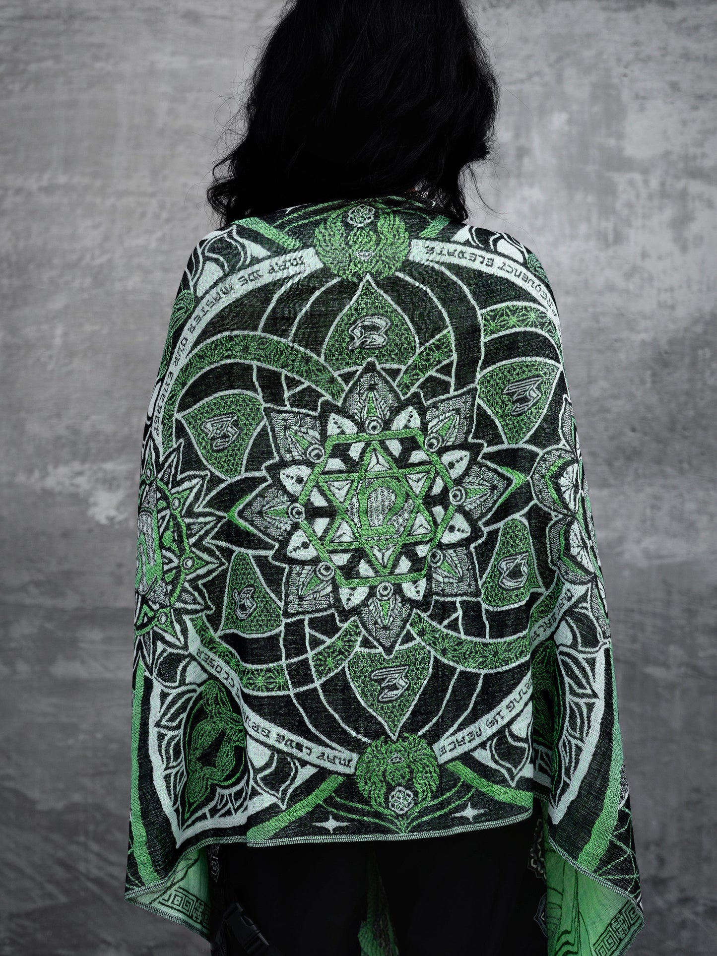 NEW RELEASE • HARMONY HEALS • UV-REACTIVE GREEN MINT • Festival Shawl/Scarf