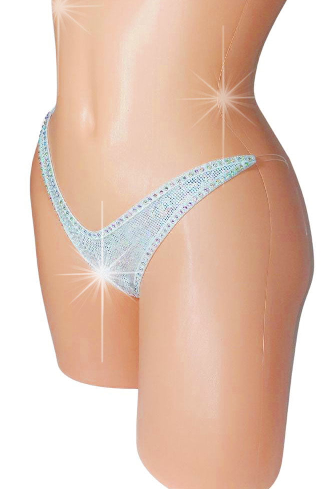 Bridal Rhinestone Hologram clear Invisible elastic Adjustable thong - XS to XL