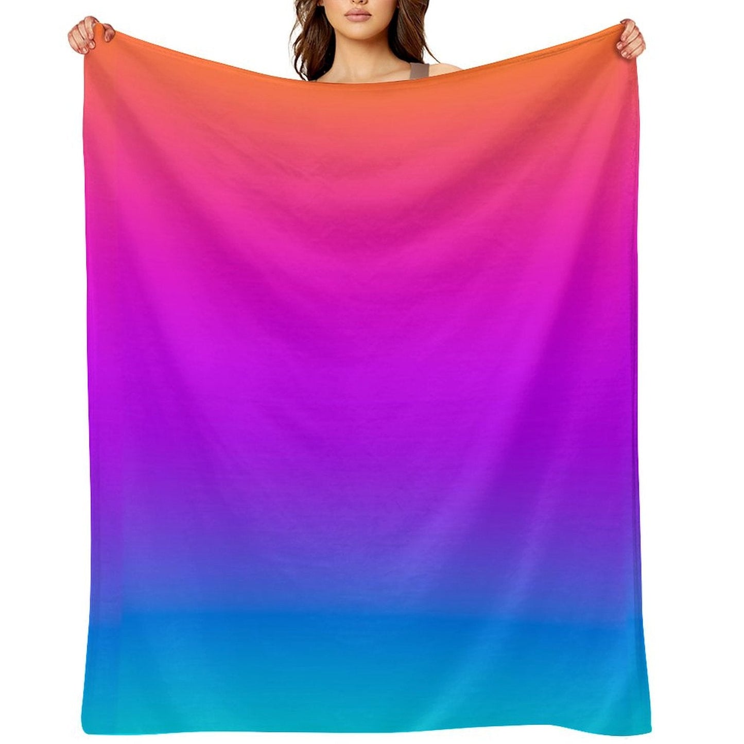 Blue Purple Orange Aqua Ombre Throw Blanket