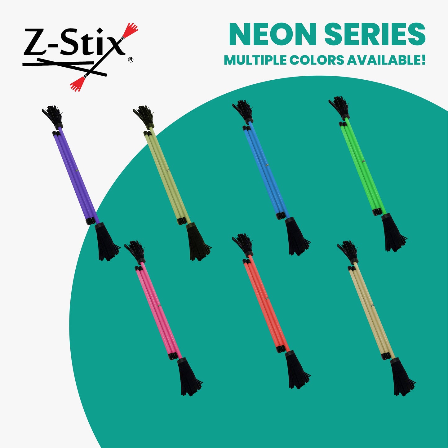 Z-Stix Hand Made Professional Flower Sticks-Devil Sticks- Neon Series