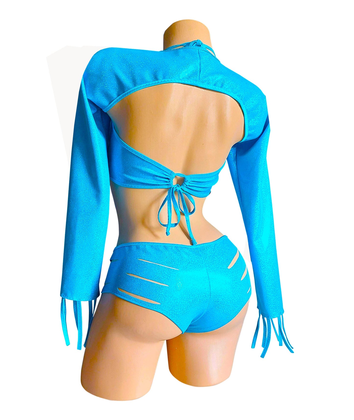 3 pc Designer set - Slashed Shorts, Shrug and Scoop top Set