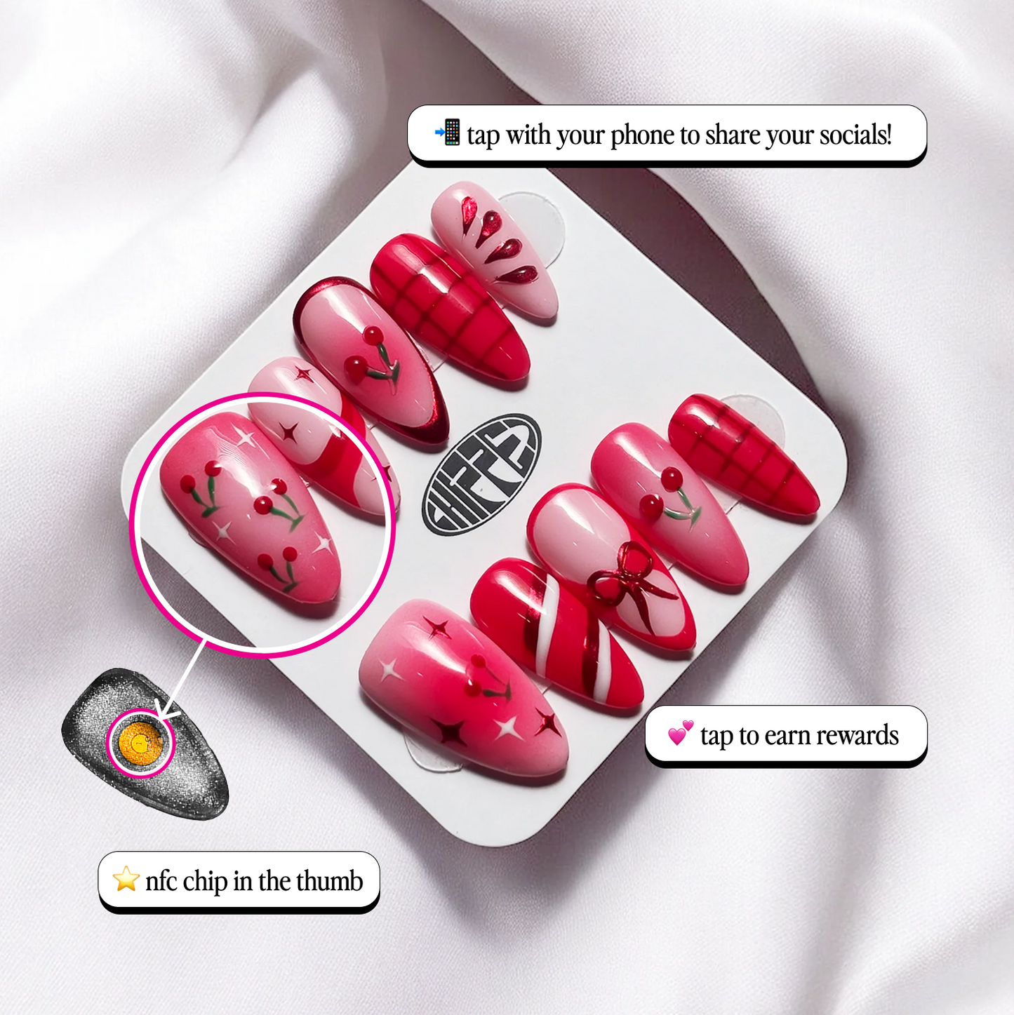Cherrysh Me 🍒 NFC Nails That Share Your Socials