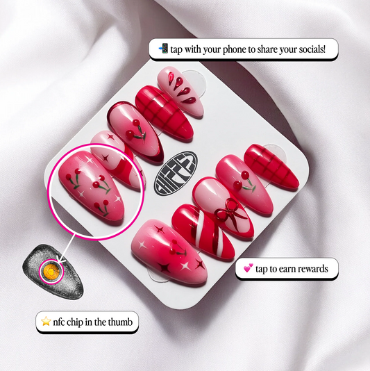 Cherrysh Me 🍒 NFC Nails That Share Your Socials