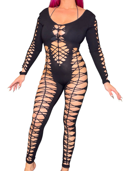 Black Long sleeve Weaved Jumpsuit