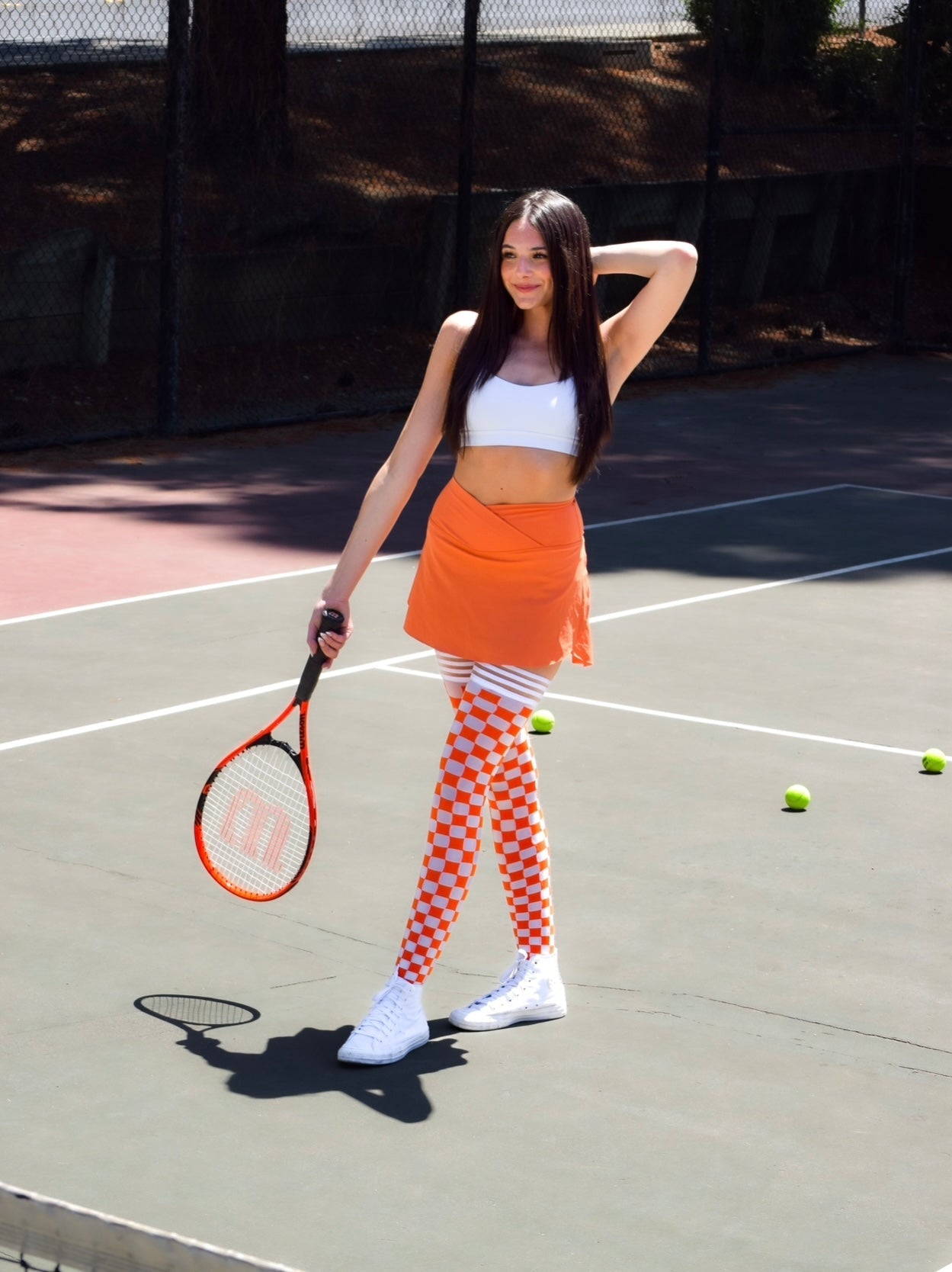 Game Day! - Orange & White Thigh-Highs