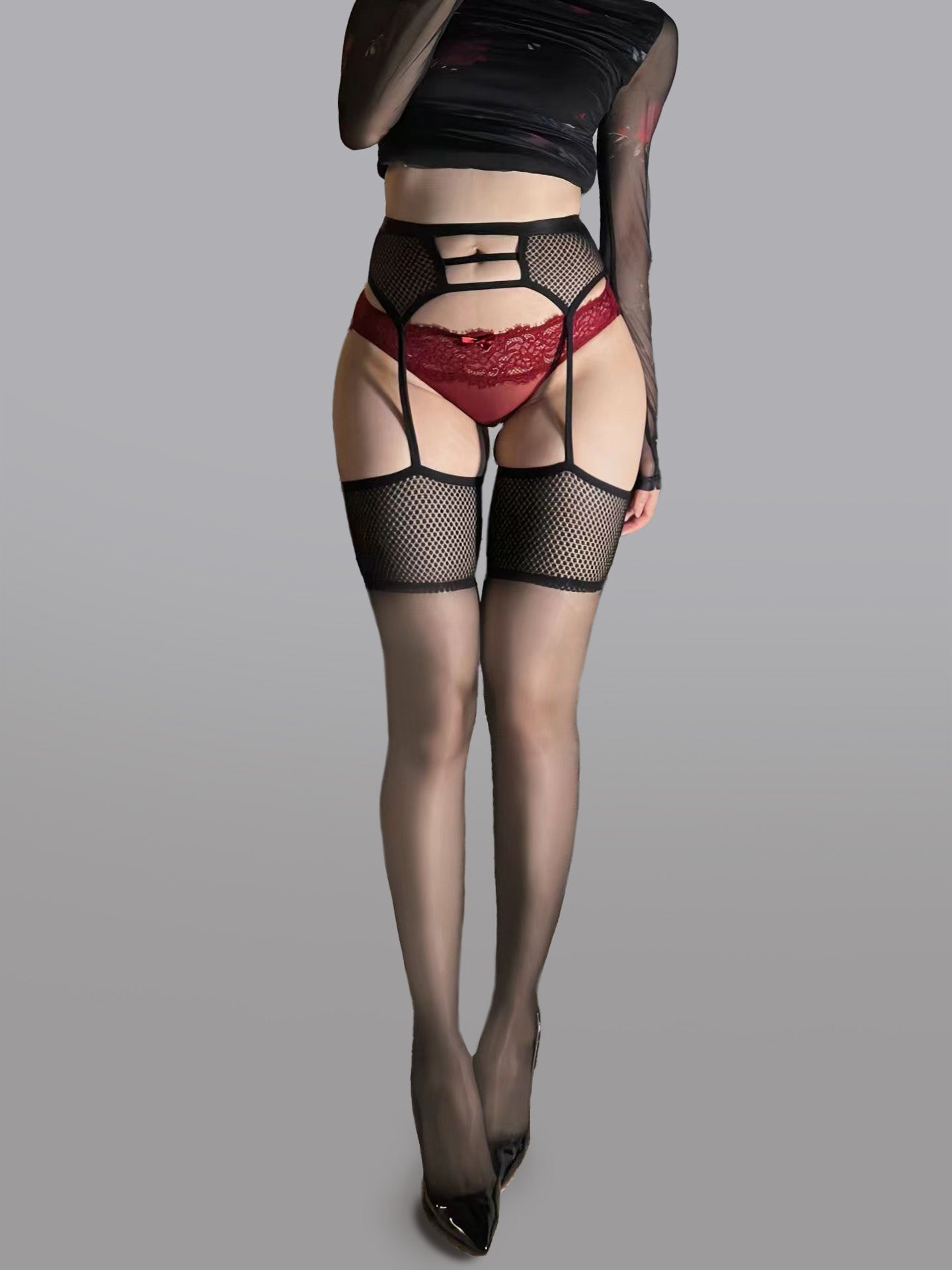 Sexy Garter Waist Cincher Thigh High Stockings