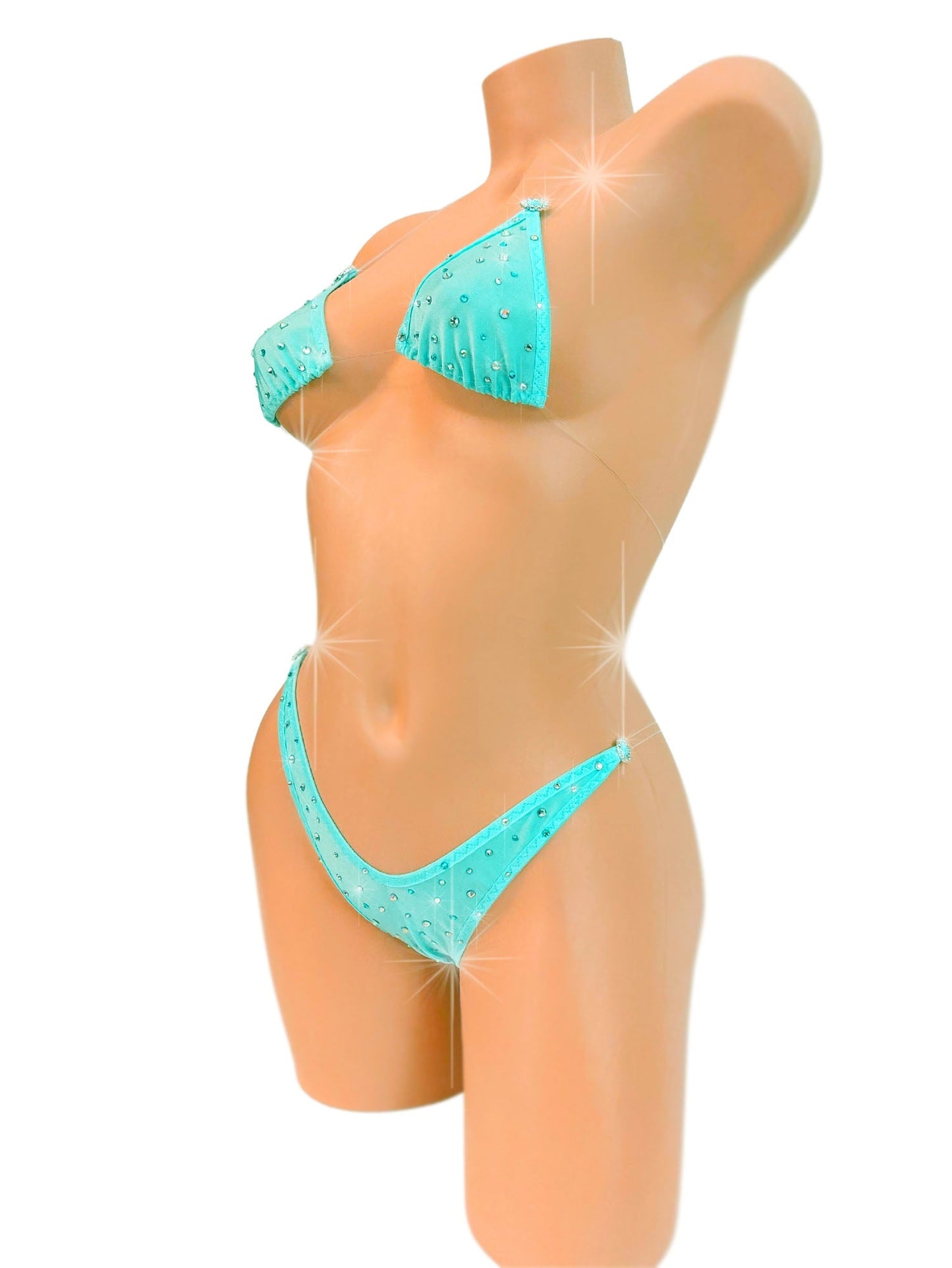 Sparkle Seafoam covered in multicolored Rhinestones and Diamonds! * Clear transparent straps!