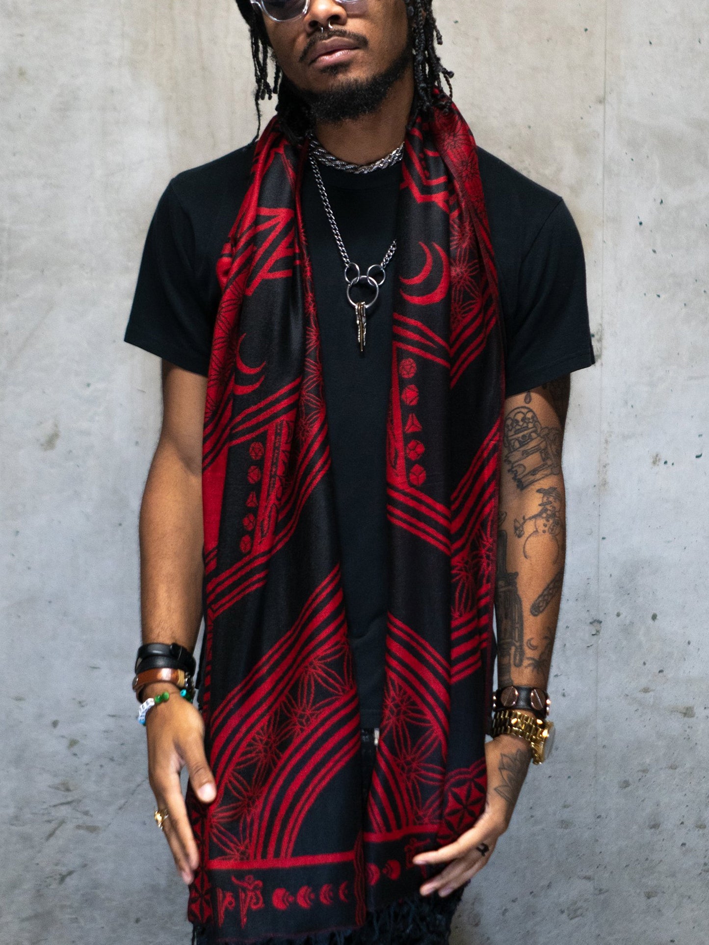 MANTRA • CRIMSON • Reversible Festival Shawl/Scarf