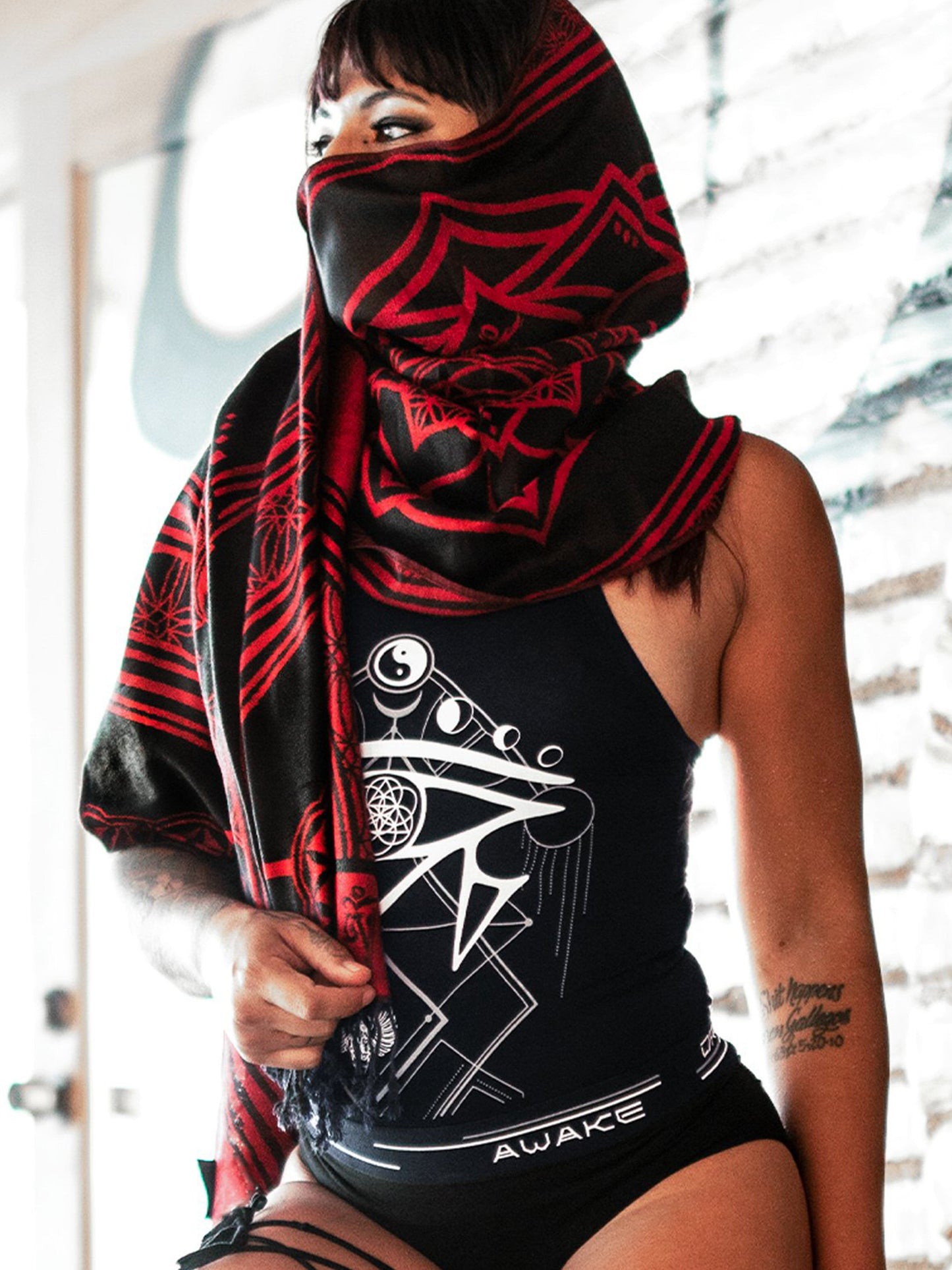 MANTRA • CRIMSON • Reversible Festival Shawl/Scarf