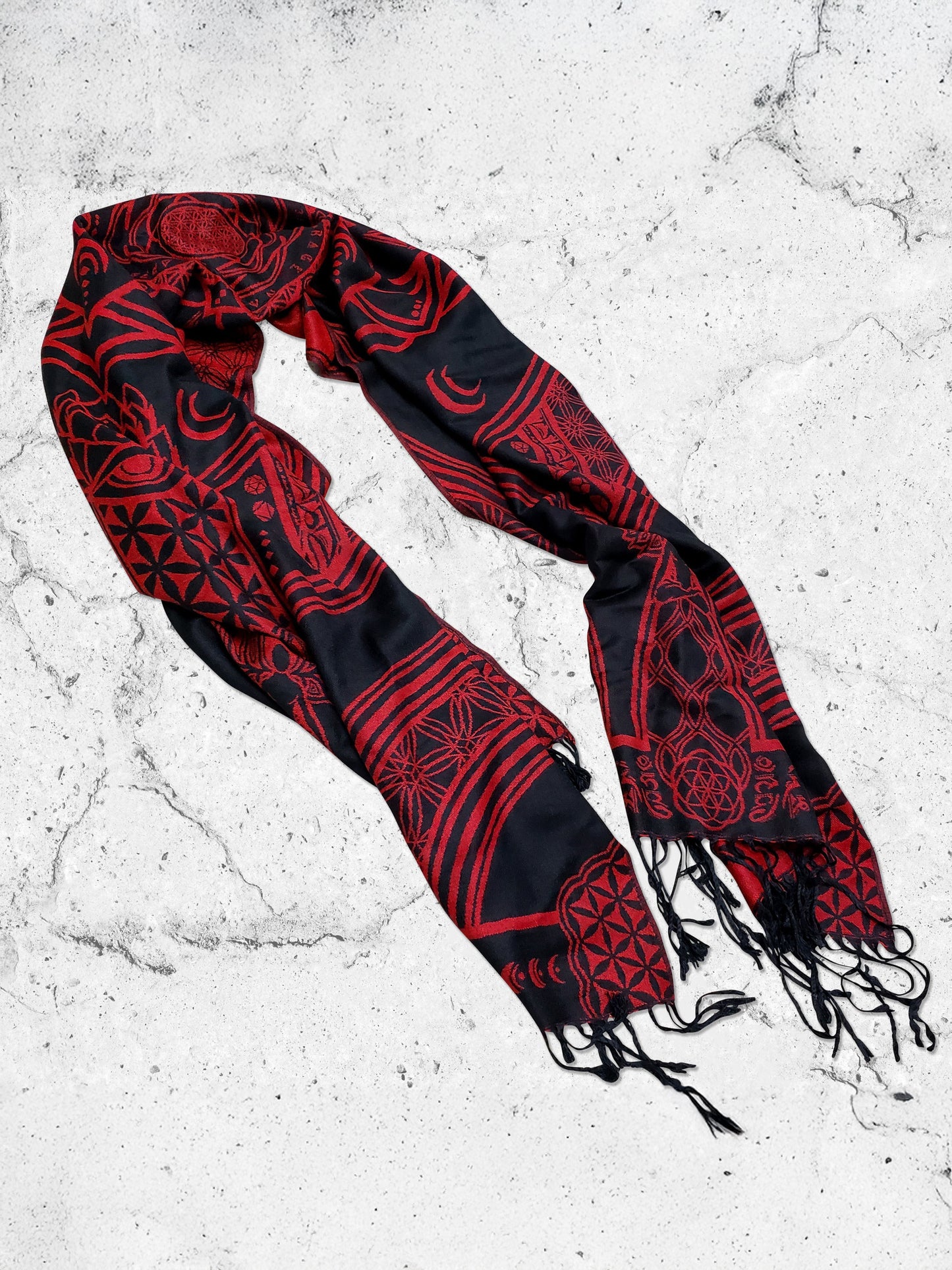 MANTRA • CRIMSON • Reversible Festival Shawl/Scarf