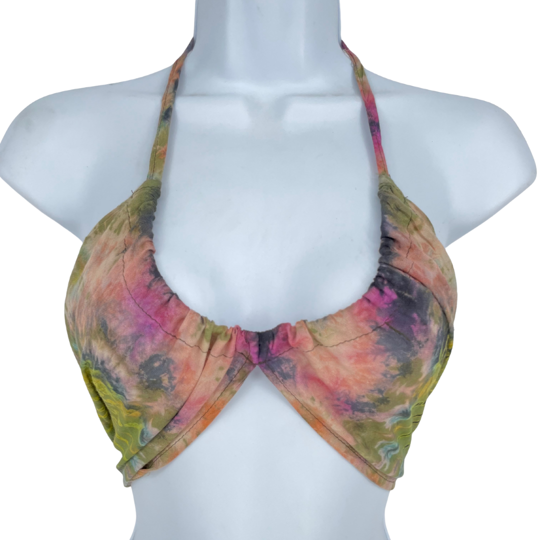 Peach/Olive Tiedye Halter Top