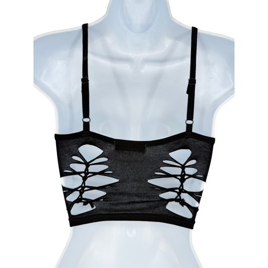 Black Weaved Crop Top