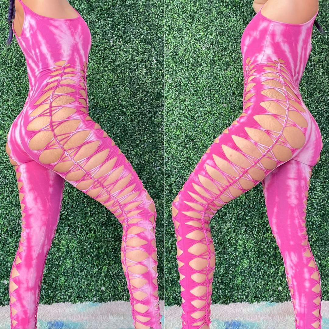Pink Weaved Jumpsuit