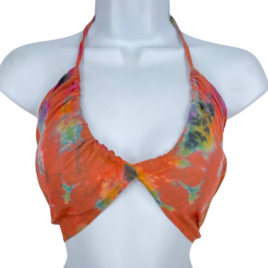 Orange Tiedye Triangle Halter Top