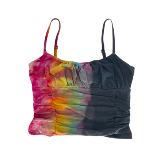 Half Rainbow Ruched Crop