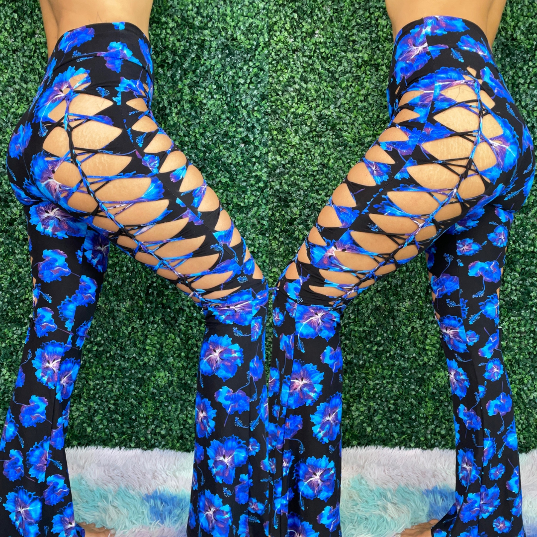 Violet Floral Weaved Flares