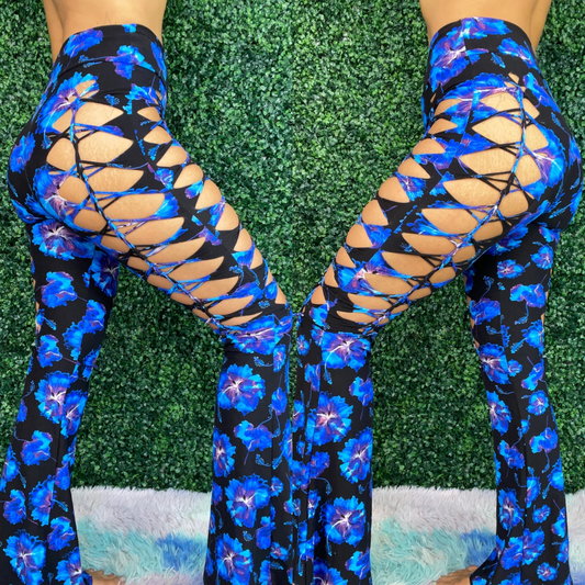 Violet Floral Weaved Flares