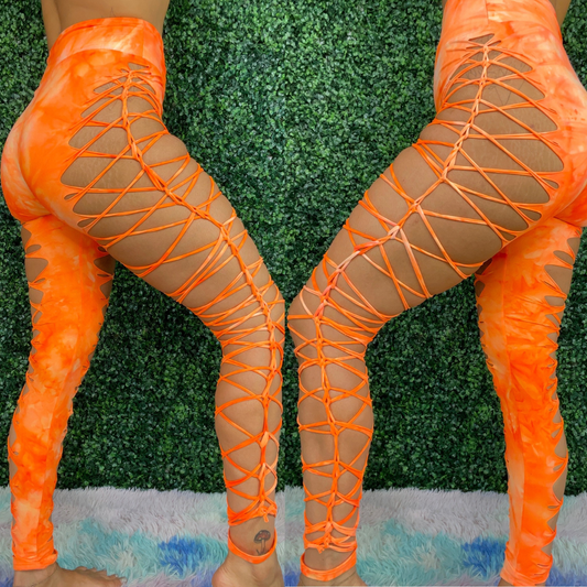 Orange Weaved Leggings - Style 2