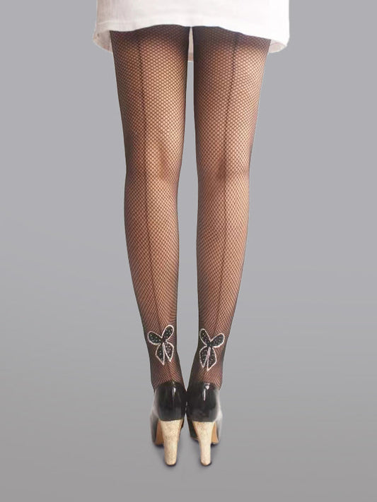 High Waist  Bowknot Fishnet  Pantyhose