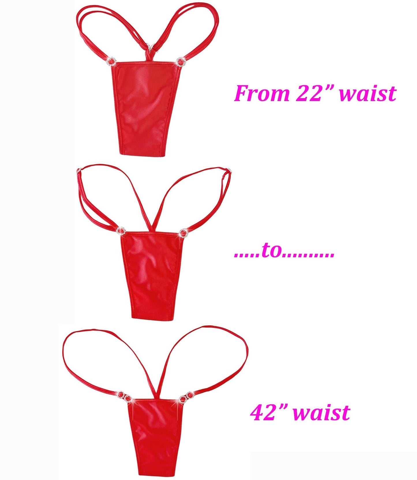 RAVE Diamond Hologram & Rhinestone Thong G-string * 4 sizes! 5 colors: Pink, Red, Purple, White & Seafoam