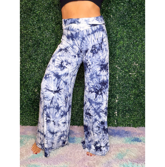 White Navy Tiedye Palazzo
