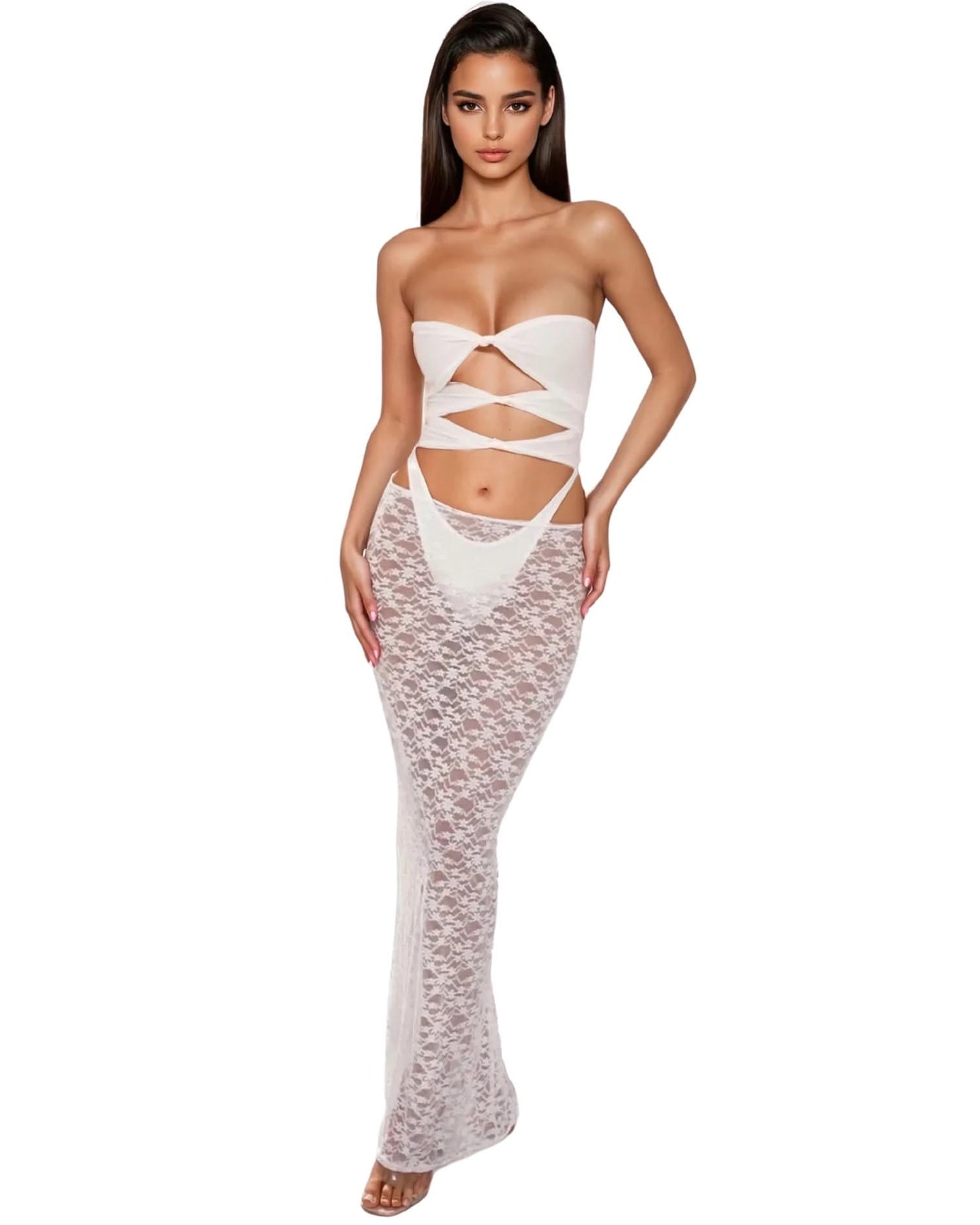Strapless Bikini and Skirt Set - Sexy Summer Swimwear