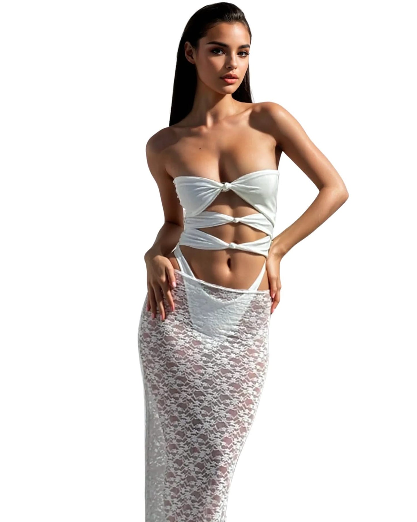 Strapless Bikini and Skirt Set - Sexy Summer Swimwear