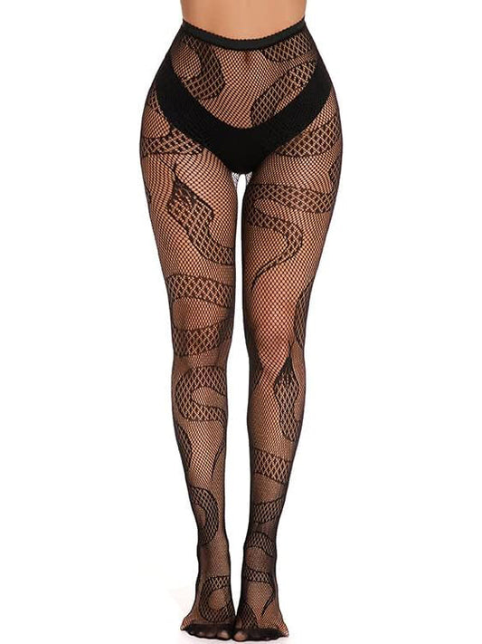 Snake Pattern Fishnet Tights