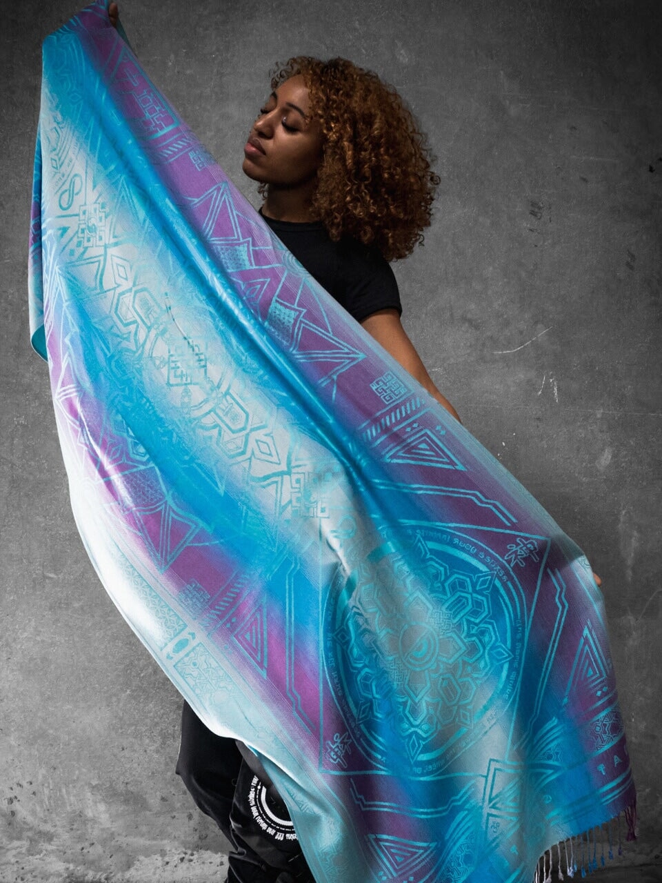 TEAL AMETHYST DHARMA • Reversible Festival Shawl/Scarf