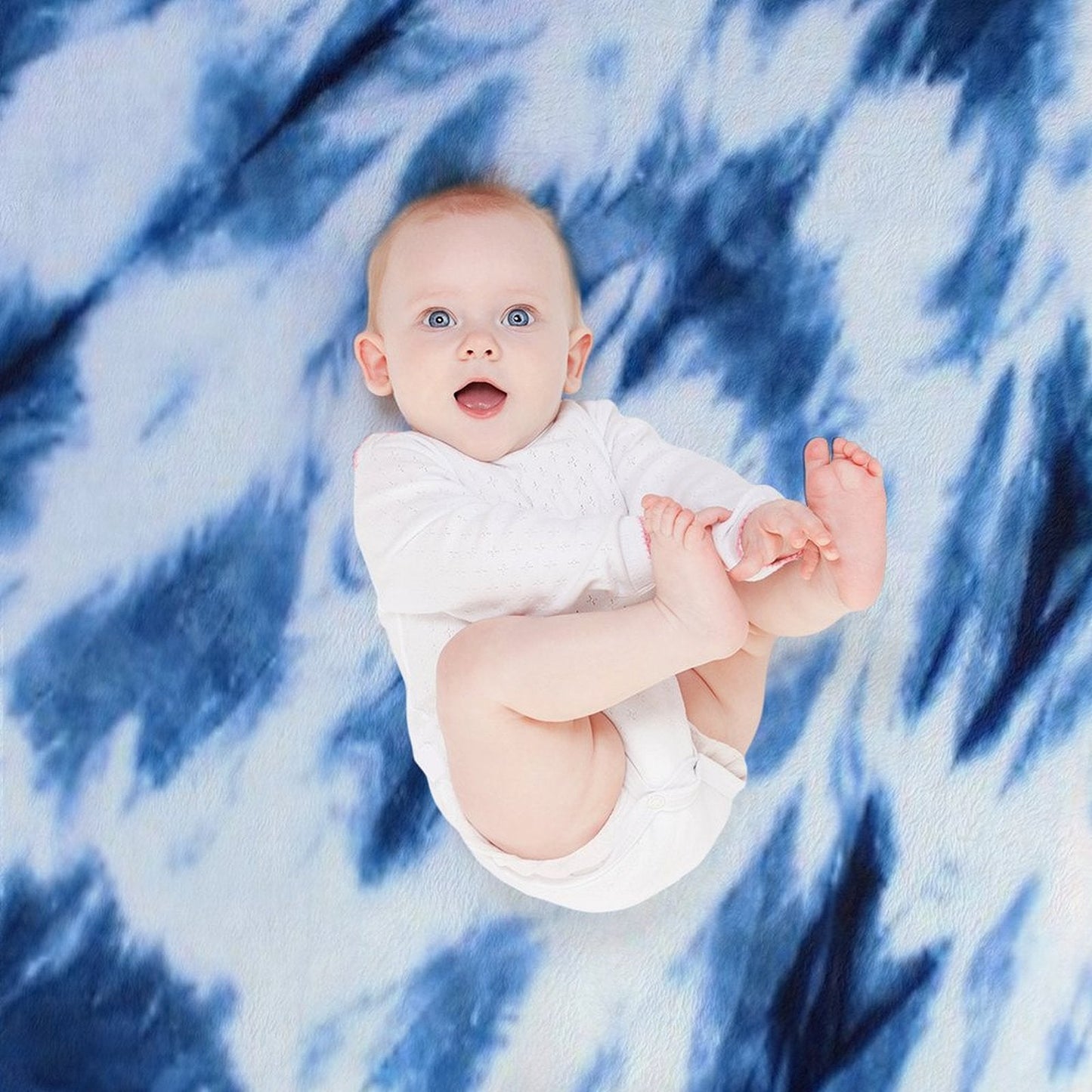 Shibori Indigo, Marbled, Tiedye Throw Blanket