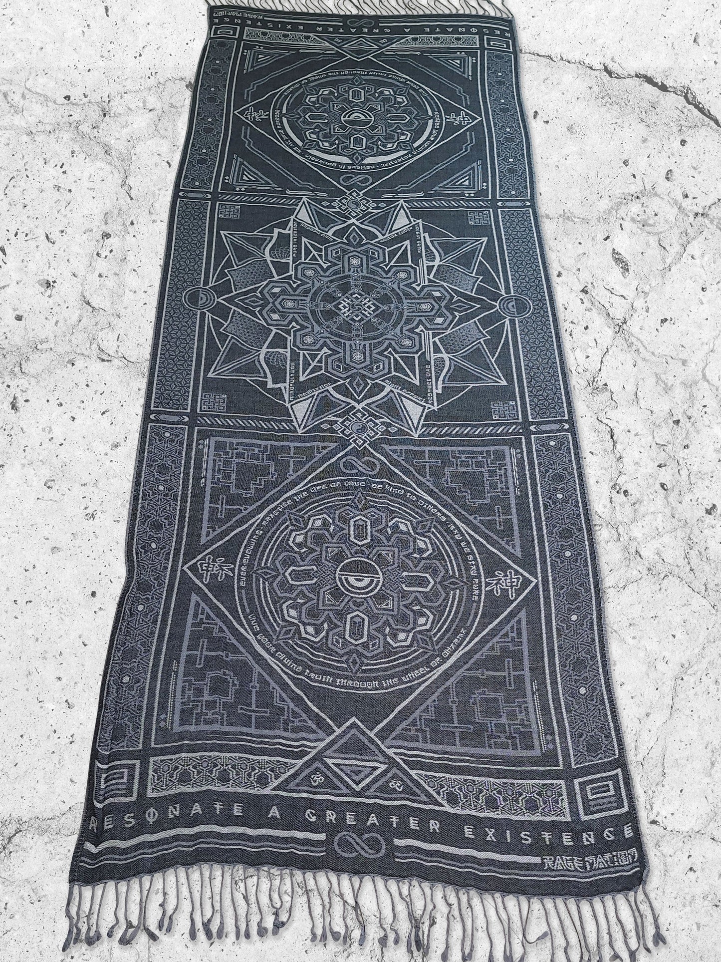 DHARMA V2 • Grey/White • Festival Shawl/Scarf