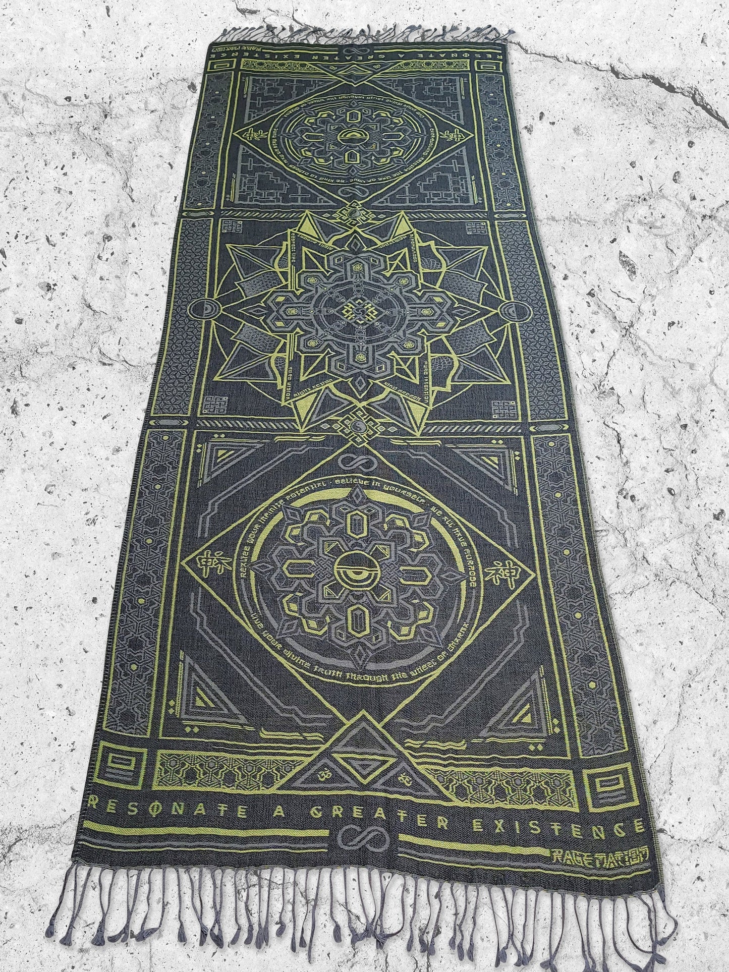 DHARMA V2 • Grey / Neon Yellow • UV REACTIVE • Festival Shawl/Scarf