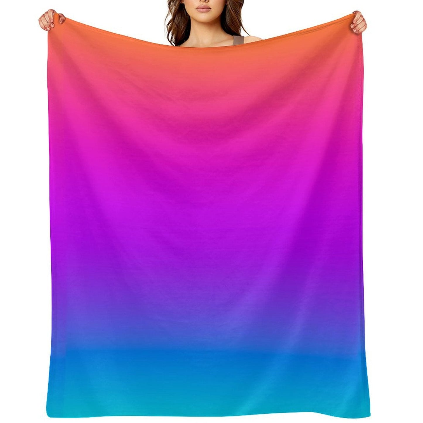 Blue Purple Orange Aqua Ombre Throw Blanket