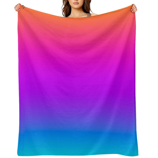 Blue Purple Orange Aqua Ombre Throw Blanket