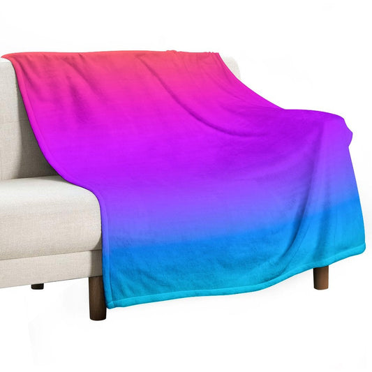 Blue Purple Orange Aqua Ombre Throw Blanket