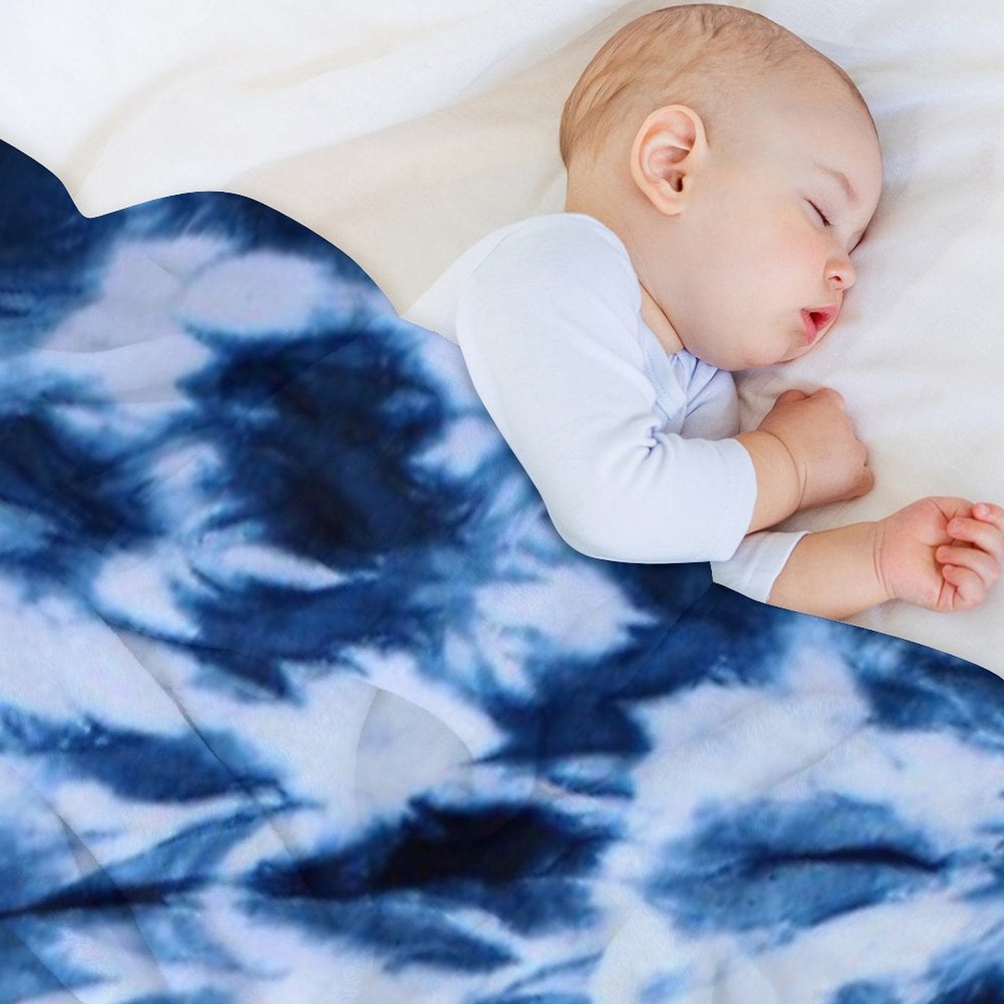 Shibori Indigo, Marbled, Tiedye Throw Blanket