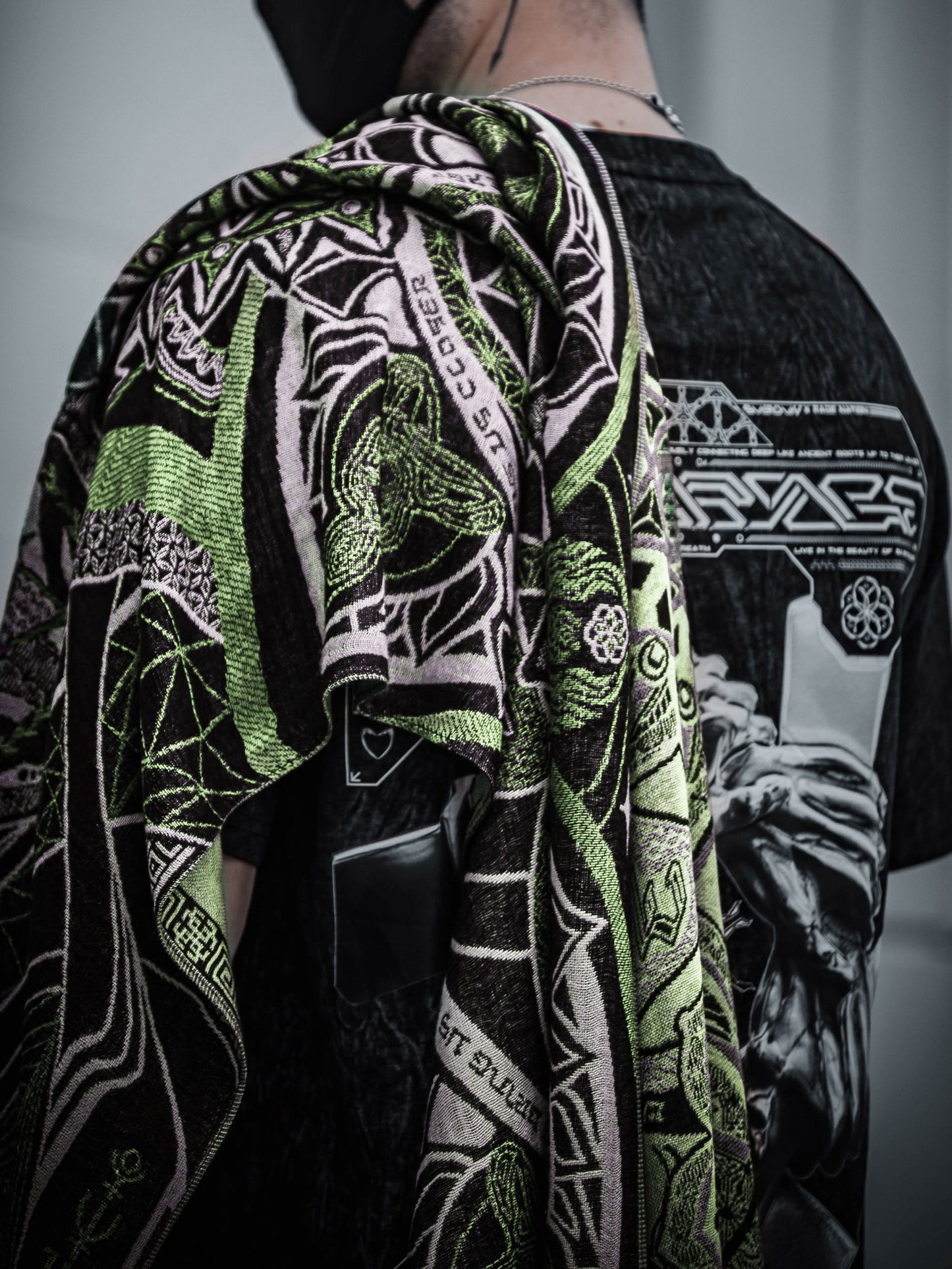 NEW RELEASE • HARMONY HEALS • UV-REACTIVE GREEN MINT • Festival Shawl/Scarf