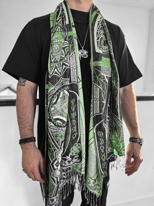 NEW RELEASE • HARMONY HEALS • UV-REACTIVE GREEN MINT • Festival Shawl/Scarf