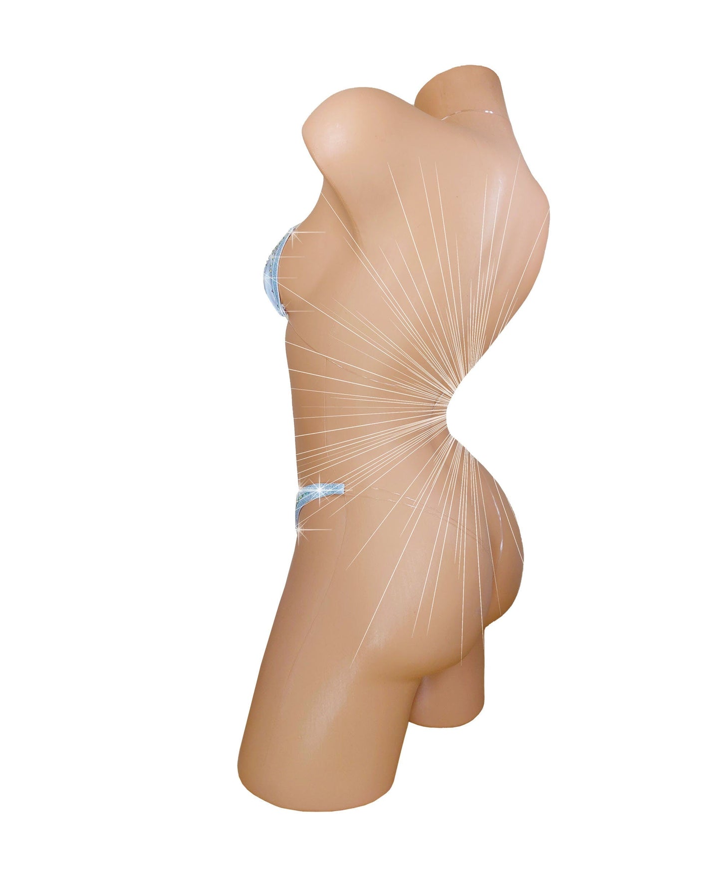 Bridal White Rhinestone transparent and adjustable clear strap string bikini