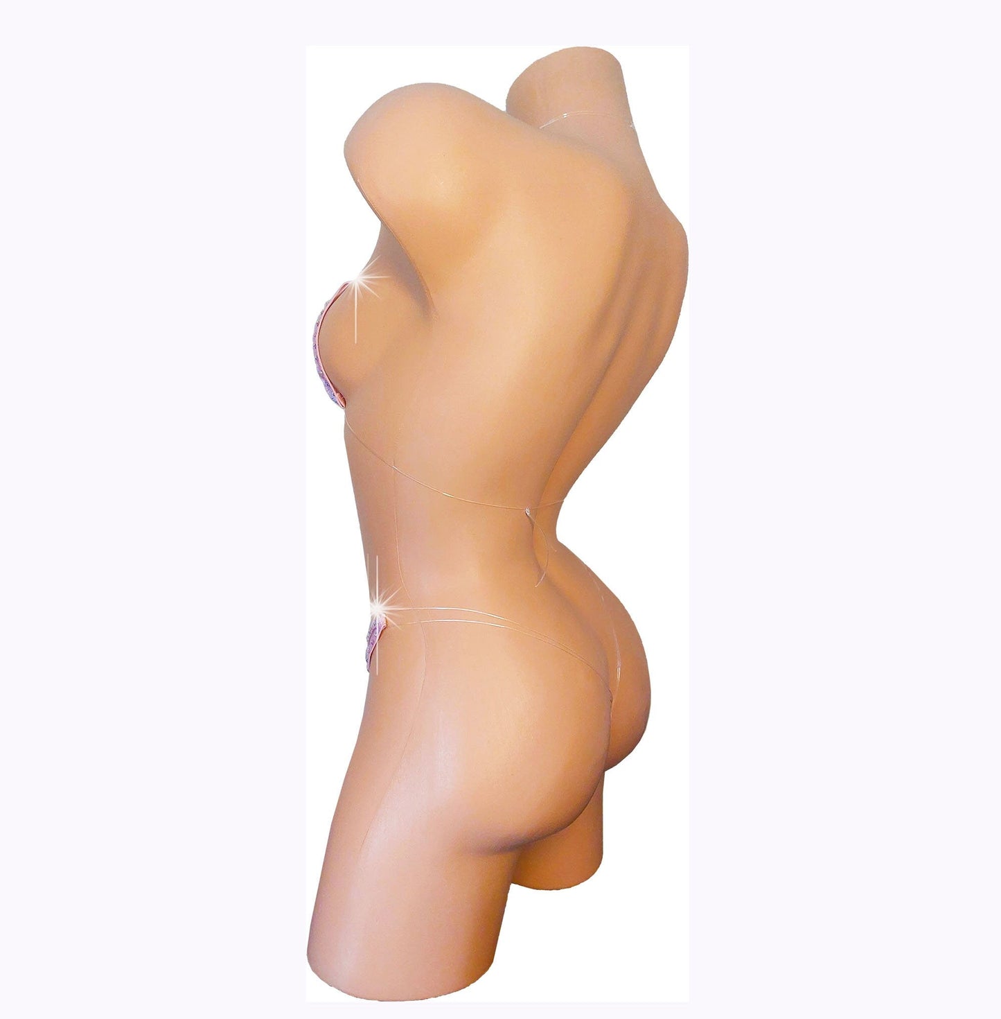 Baby Blush Pink Lace & Rhinestones! Transparent clear elastic straps