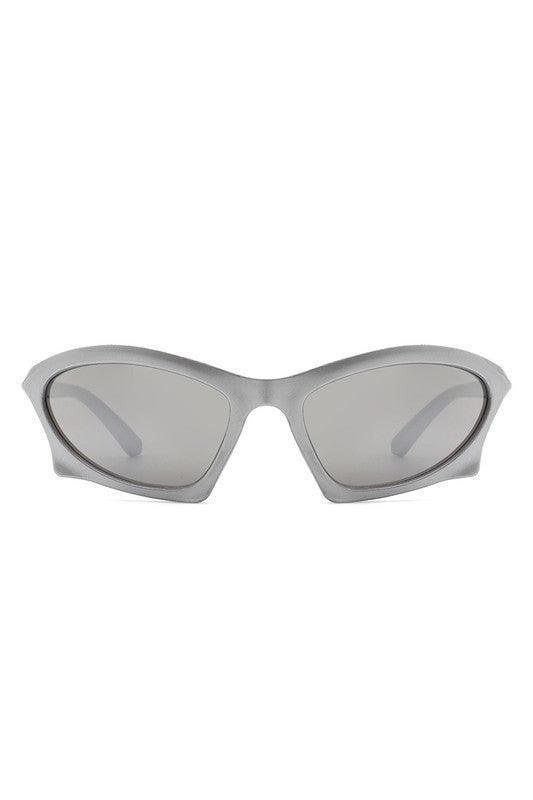 Rectangle Sport Geometric Wrap Around Sunglasses