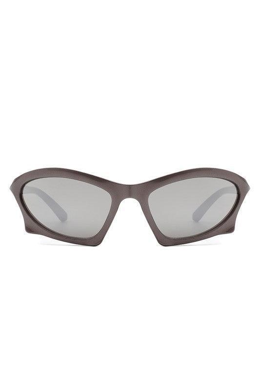 Rectangle Sport Geometric Wrap Around Sunglasses
