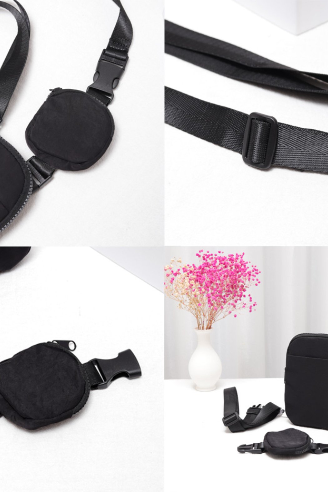 Solid Nylon Sling Bag / Fanny Pack / Belt Bag